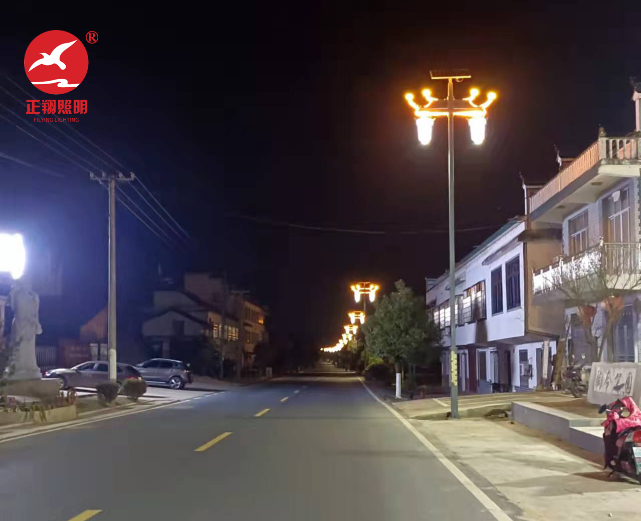 江西九江复古双头10米太阳能路灯工程案例 江西九江复古双头10米太阳能路灯工程案例