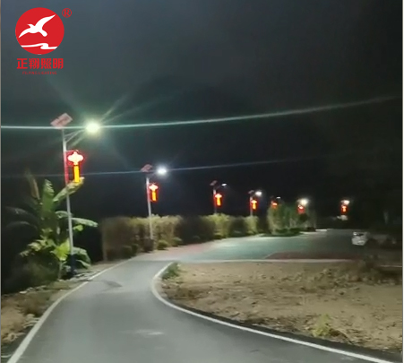 揭西县五云镇下硿村委中国结太阳能路灯案例 揭西县五云镇下硿村委中国结太阳能路灯案例